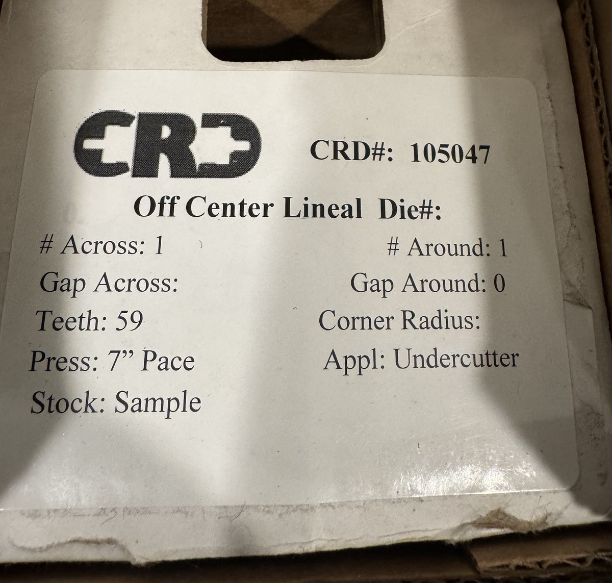 CRD 105047  Off Center Linear Die 59TG USA D NEW IN BOX! SHIPS FREE!