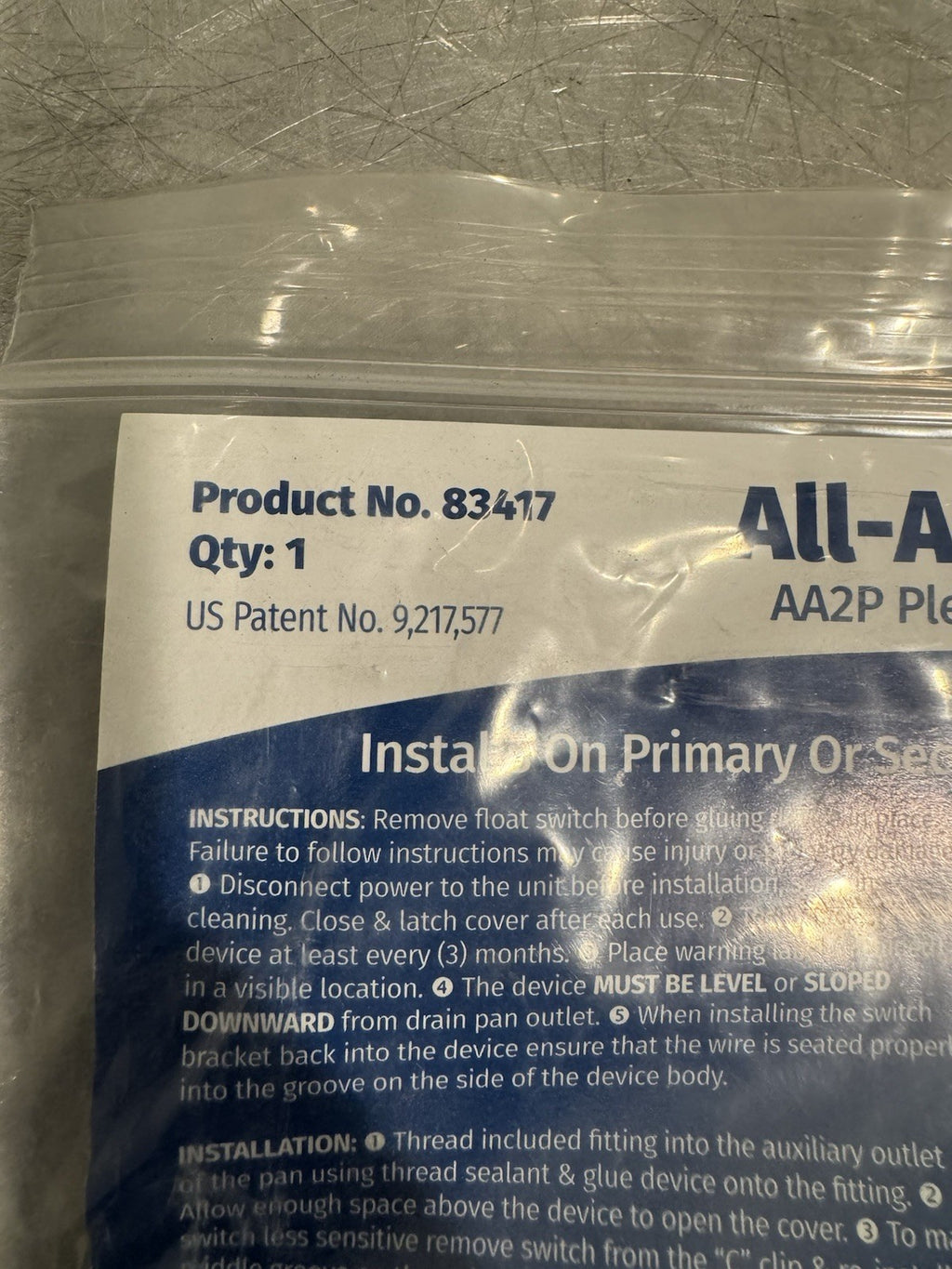 Rectorseal 83417 Primary Auxiliary Drain Outlet Overflow Shutoff Float AA2P NEW!