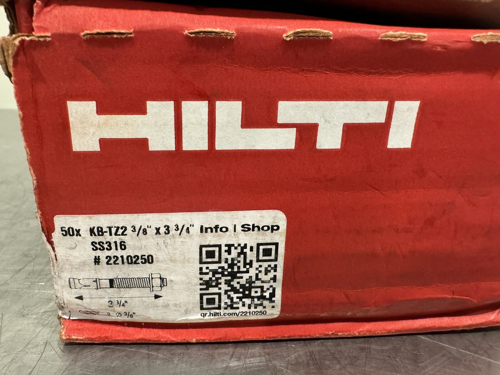 Hilti 2210250 Concrete Anchors Stainless 3/8 X 3-3/4 50 PACK NEW! FREE SHIPPING!