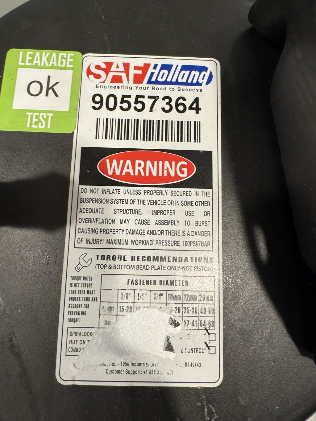 SAF Holland 90557364 Air Spring Bag Genuine NEW! FREE SHIPPING!