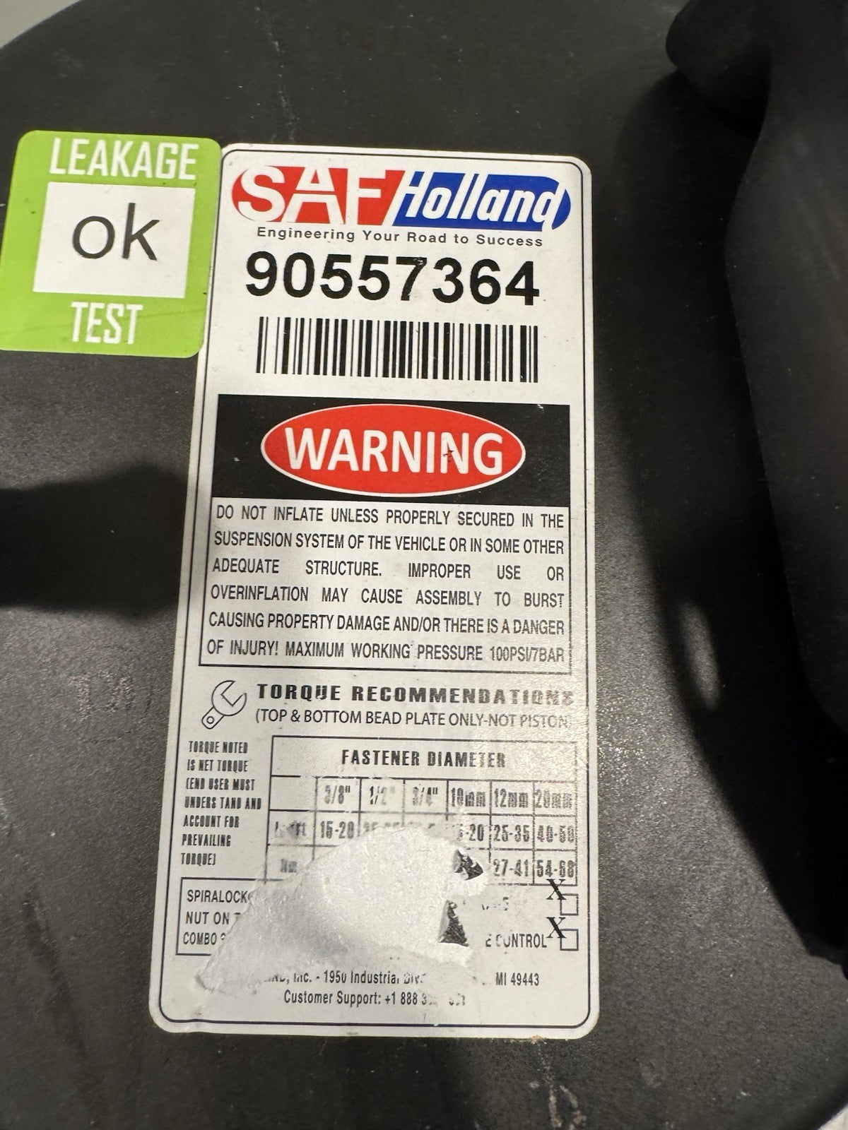 SAF Holland 90557364 Air Spring Bag Genuine NEW! FREE SHIPPING!