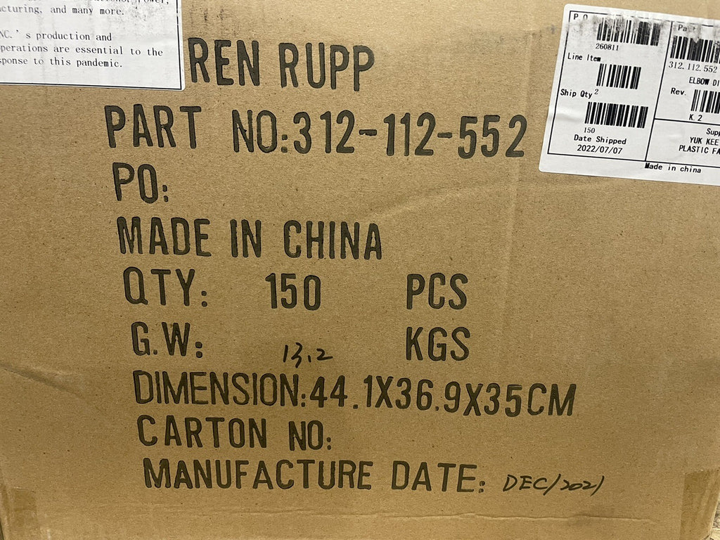 Warren Rupp 312-112-552 Sandpiper Discharge Elbow Poly NEW! FREE SHIPPING!
