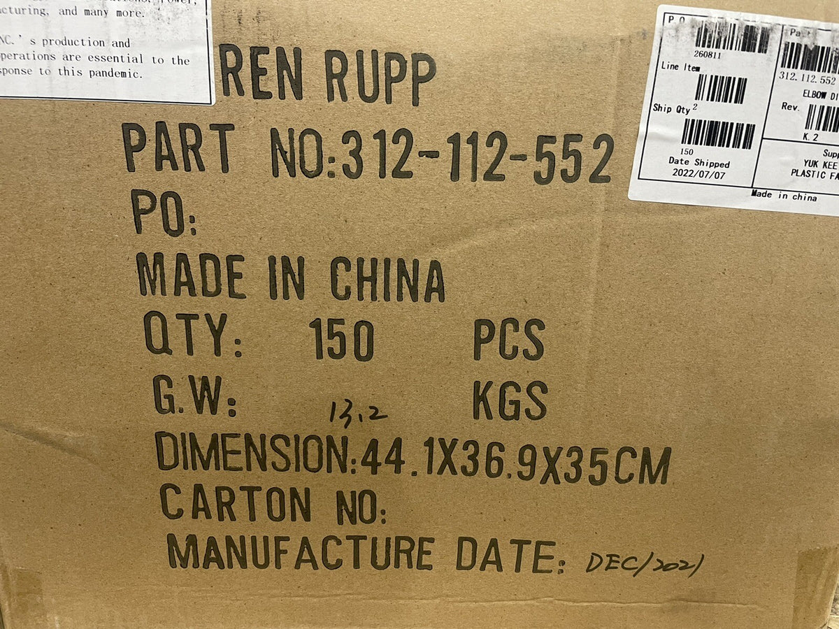 Warren Rupp 312-112-552 Sandpiper Discharge Elbow Poly NEW! FREE SHIPPING!