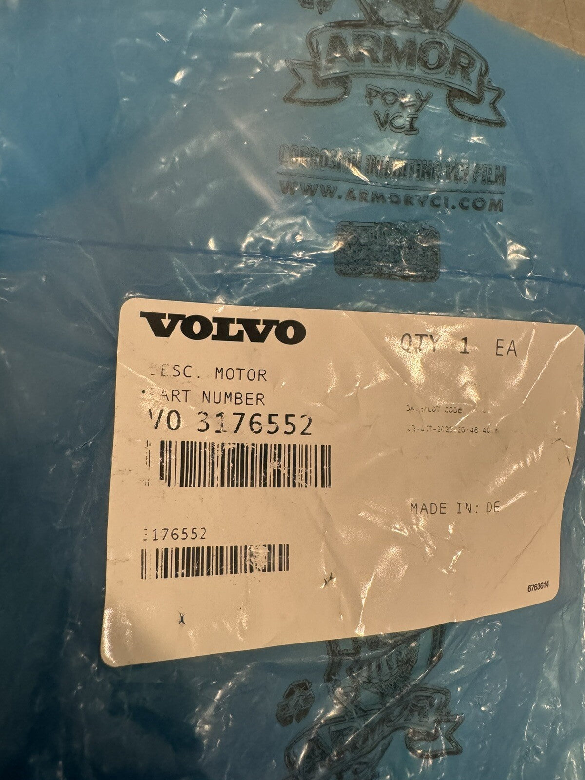 Volvo 3176552 Genuine Window Regulator Motor Right RH NEW! FREE SHIPPING!