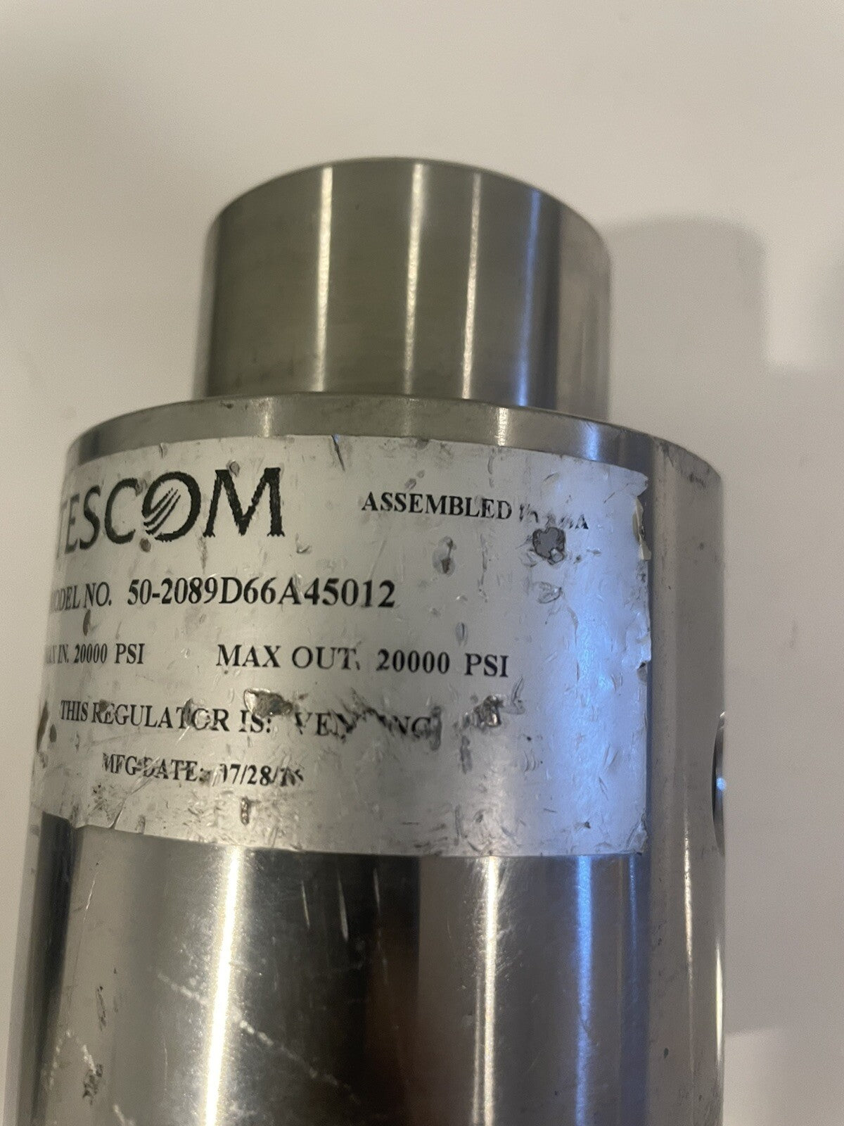 Tescom 50-2089D66A45012 Pressure Regulator Venting 20000 PSI NEW! FREE SHIPPING!
