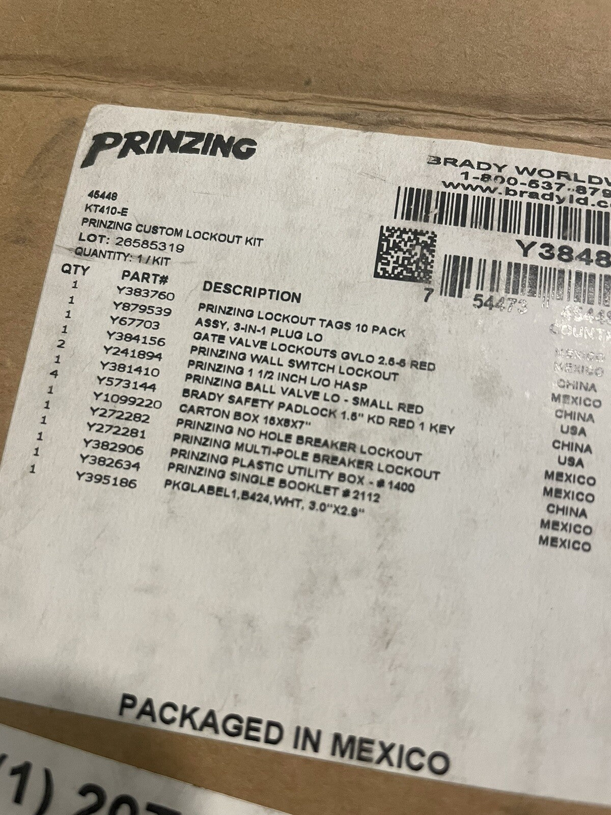 Brady 20TJ62 Portable Lockout Kit Prinzing Y384848 NEW! FREE SHIPPING!