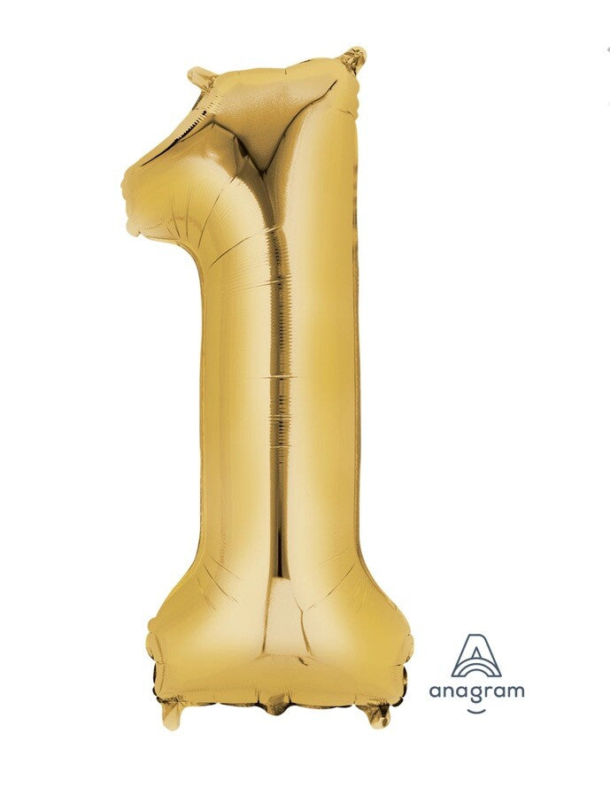 (1) Number 1 Foil Balloon Gold 16” Anagram 33077 NEW! FREE SHIPPING!