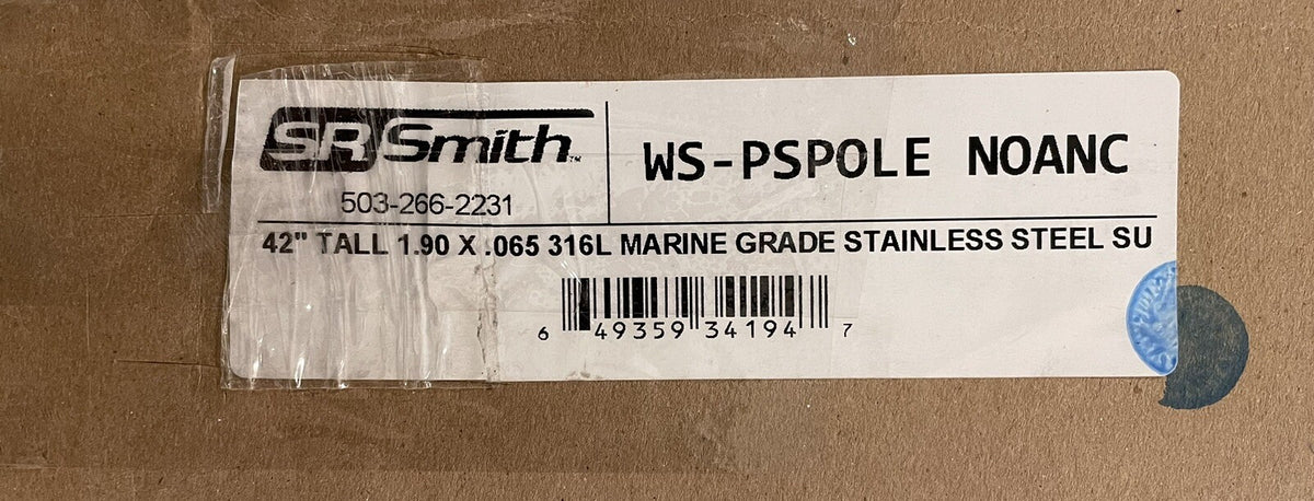 SR Smith WS-PSPOLE 42" Tall Stainless Steel Support Pole Only NEW! FREE SHIPPING