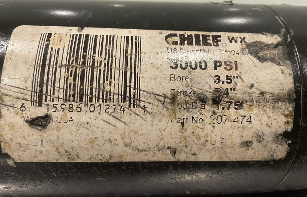 Chief 207-474 Hydraulic Cylinder 24” Stroke 3.5” Bore 1.75” Rod NEW! SHIPS FREE!