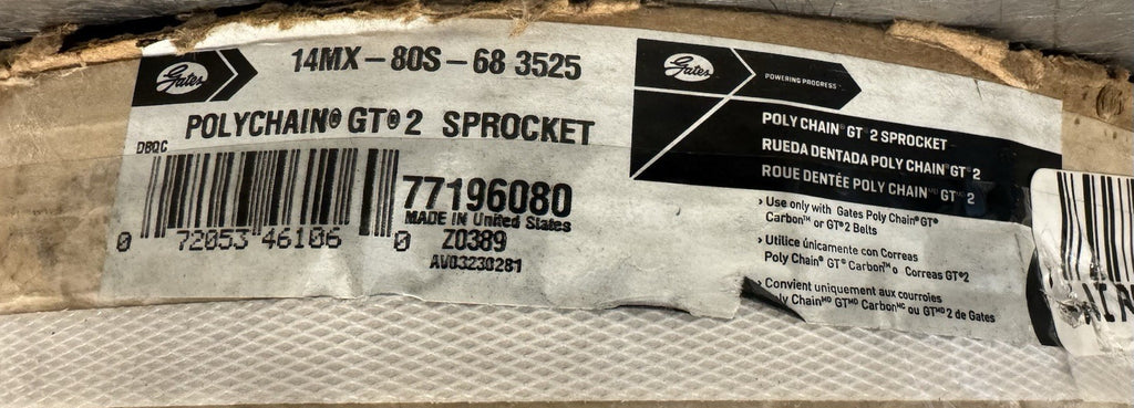 Gates 14MX-80S-68 Poly Chain Sprocket 77196080 NEW! BENT EDGE! FREE SHIPPING!