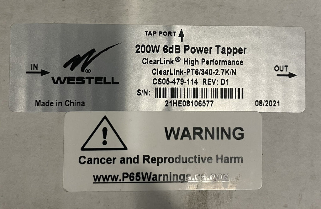 Westell CS05-479-114 Power Tapper 6dB 200W Clearlink-PT6/340-2.7K/N NEW!