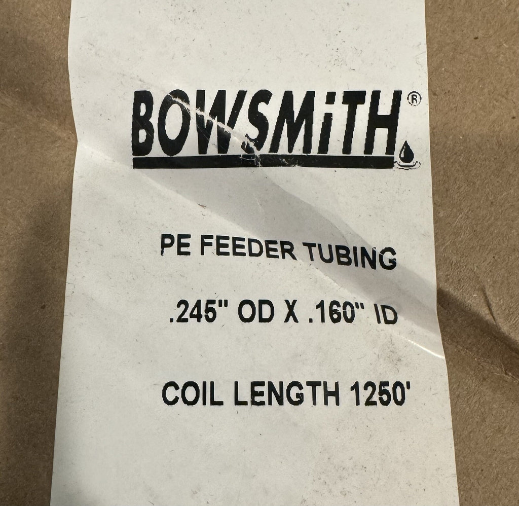 Bowsmith Tubing .245” OD X .160” ID Black Poly Coil 1250’ Roll NEW!