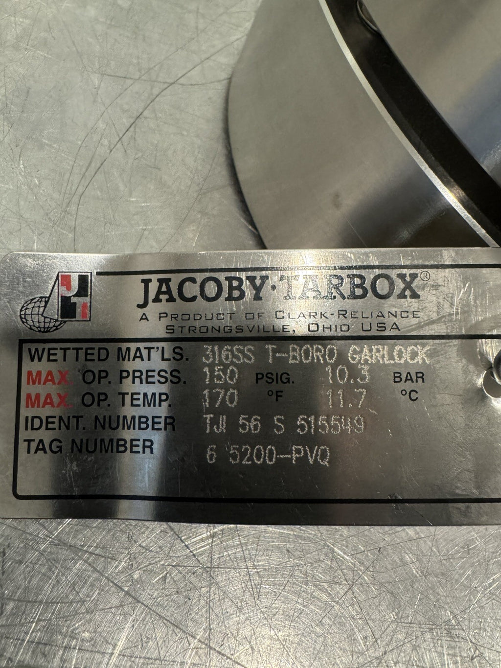 Jacoby Tarbox 5200-PVQ Sight Window 60 Sight Flow Indicator 316SS NEW SHIPS FREE