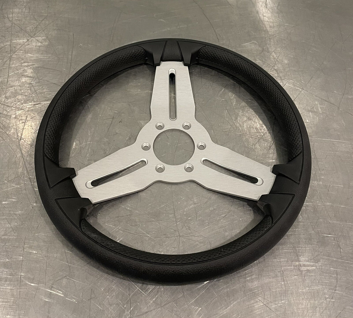 Gussi Marine Steering Wheel Black Grip Stainless Boat 13” NEW! FREE SHIPPING!