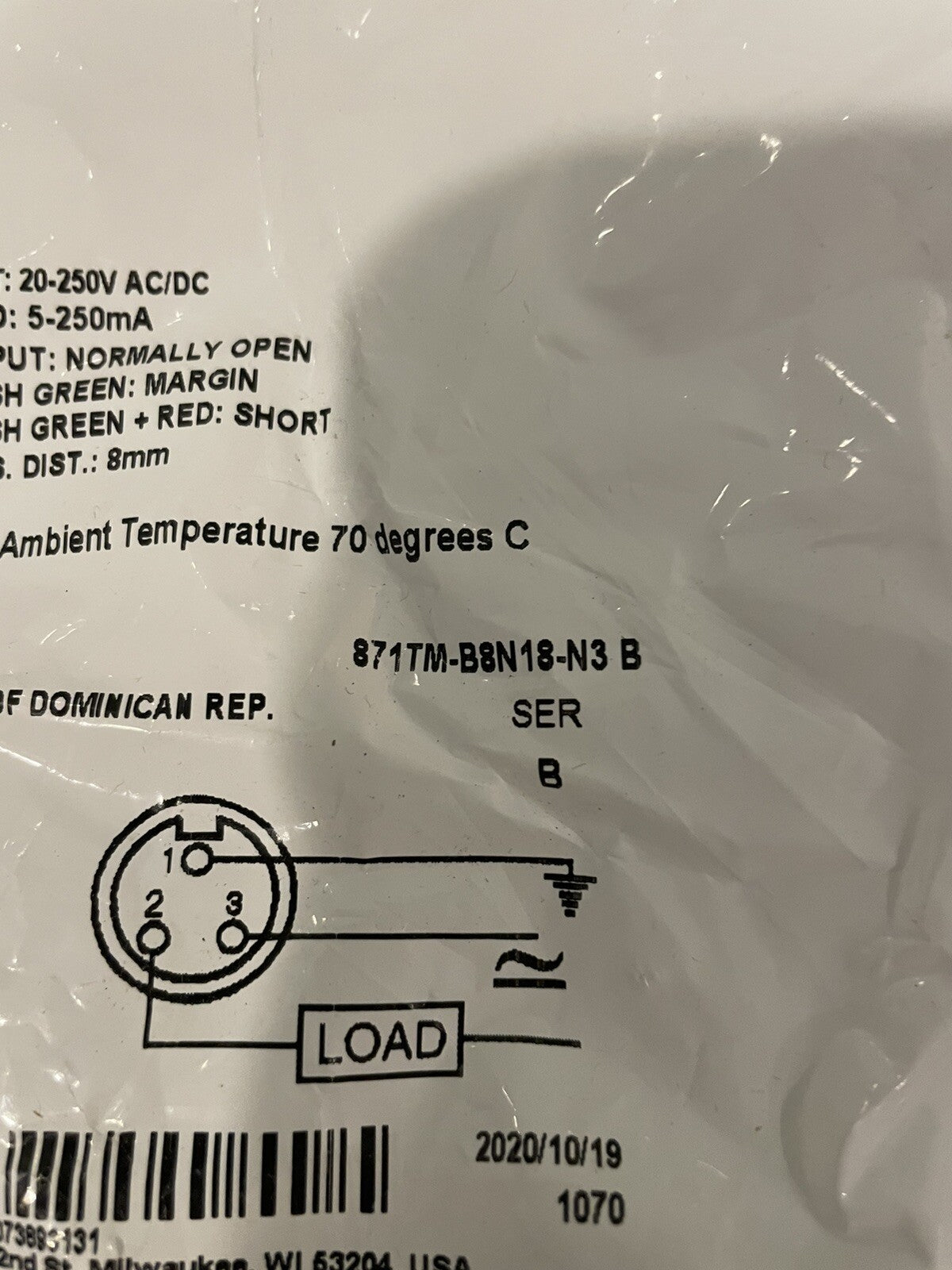 Allen Bradley 871TM-B8N18-N3 Metal Face Inductive Sensor NEW! FREE SHIPPING!