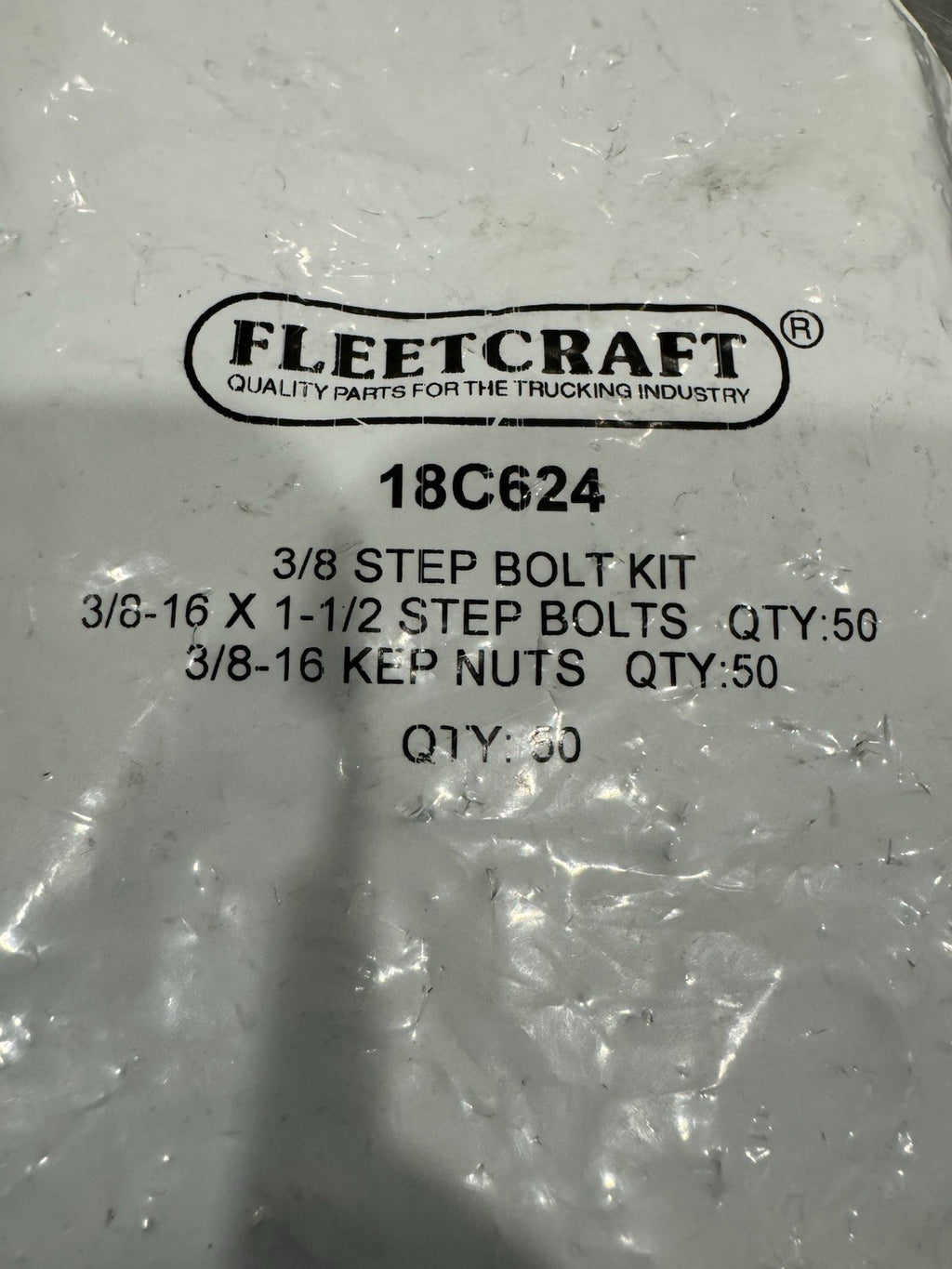Fleetcraft 18C624 3/8” Step Bolt Kit 50 PACK 3/8-16x1-1/2 Step Bolts 3/8-16 Nuts