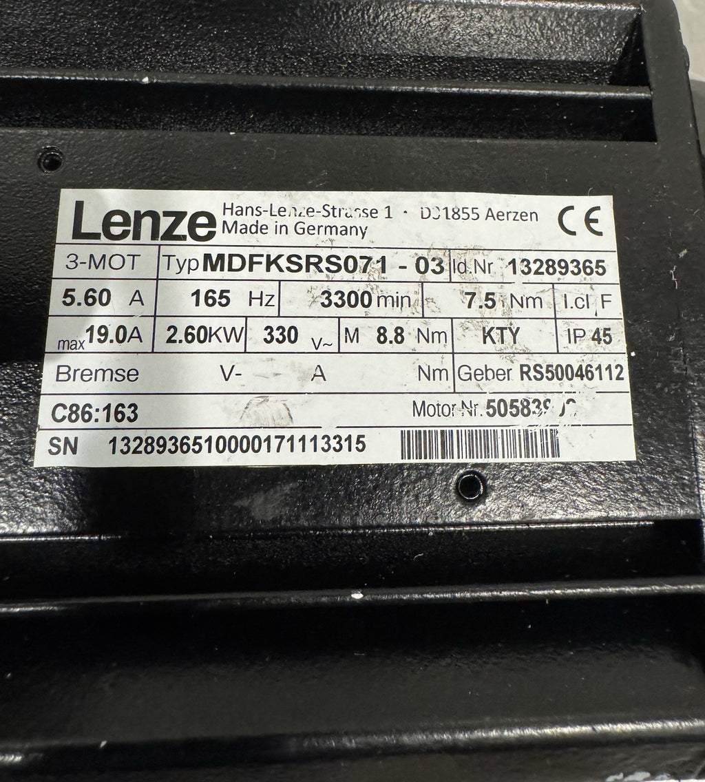 Lenze MDFKSRS071-03 Servo Motor Reman! NEW! Broken Plug! FREE SHIPPING!