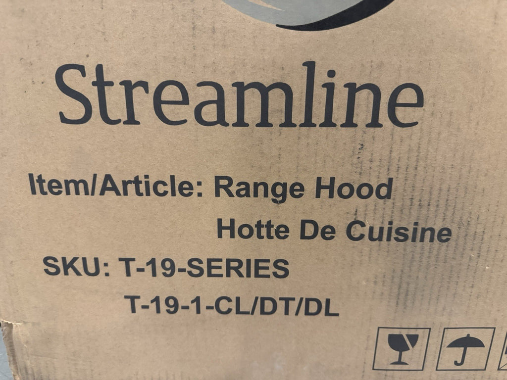 Streamline T-19-1-CL/DT/DL Range Hood Brushed Stainless Wall Mount NEW IN BOX!
