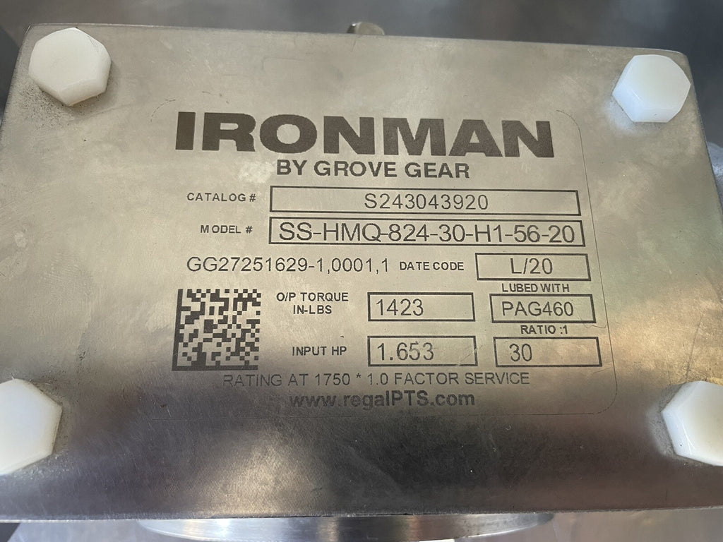 Grove Gear SS-HMQ-824-30-H1-56-20 IronMan Stainless Reducer NEW! FREE SHIPPING!