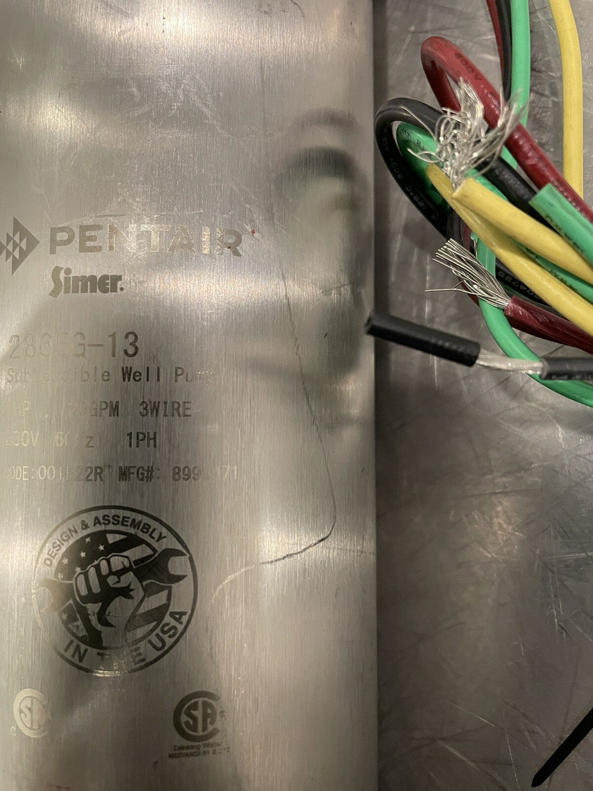 Pentair 2865G-13 Well Pump 1HP 20GPM 3 Wire 230V NEW! FREE SHIPPING!