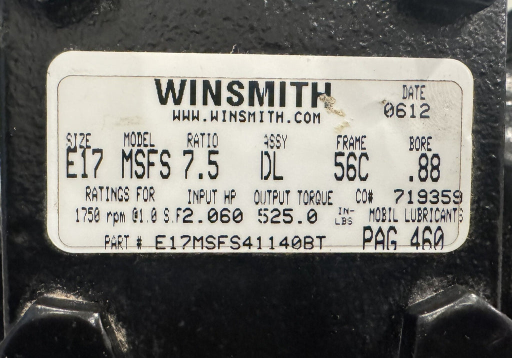 ••Winsmith E17MFSF41140BT MSFS Size E17 Ratio 7.5 Bore .88 NEW! FREE SHIPPING!