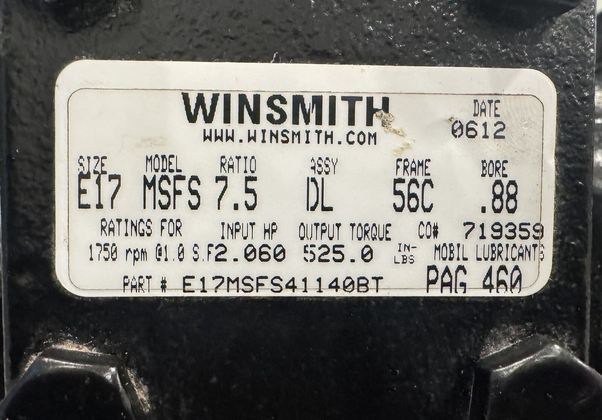 ••Winsmith E17MFSF41140BT MSFS Size E17 Ratio 7.5 Bore .88 NEW! FREE SHIPPING!