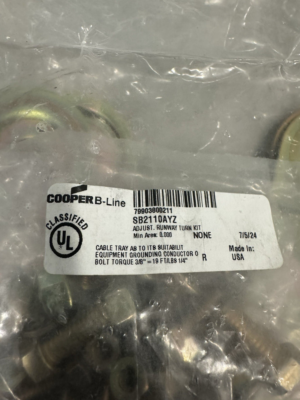 Cooper B-Line SB2110AYZ Adjustable Runway Butt Splice Kit NEW! FREE SHIPPING!