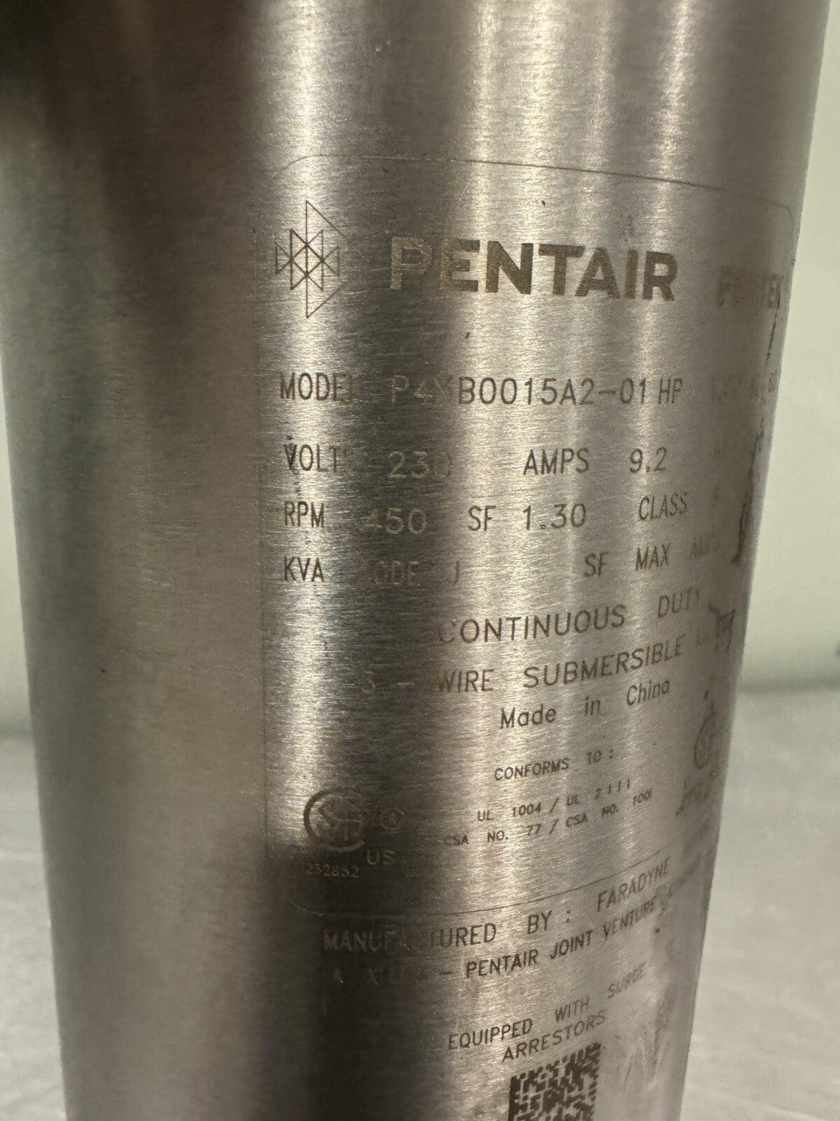 Pentair P43B0015A2-01 Submersible Pump Motor 1.5HP 4” X Series NEW! SHIPS FREE!