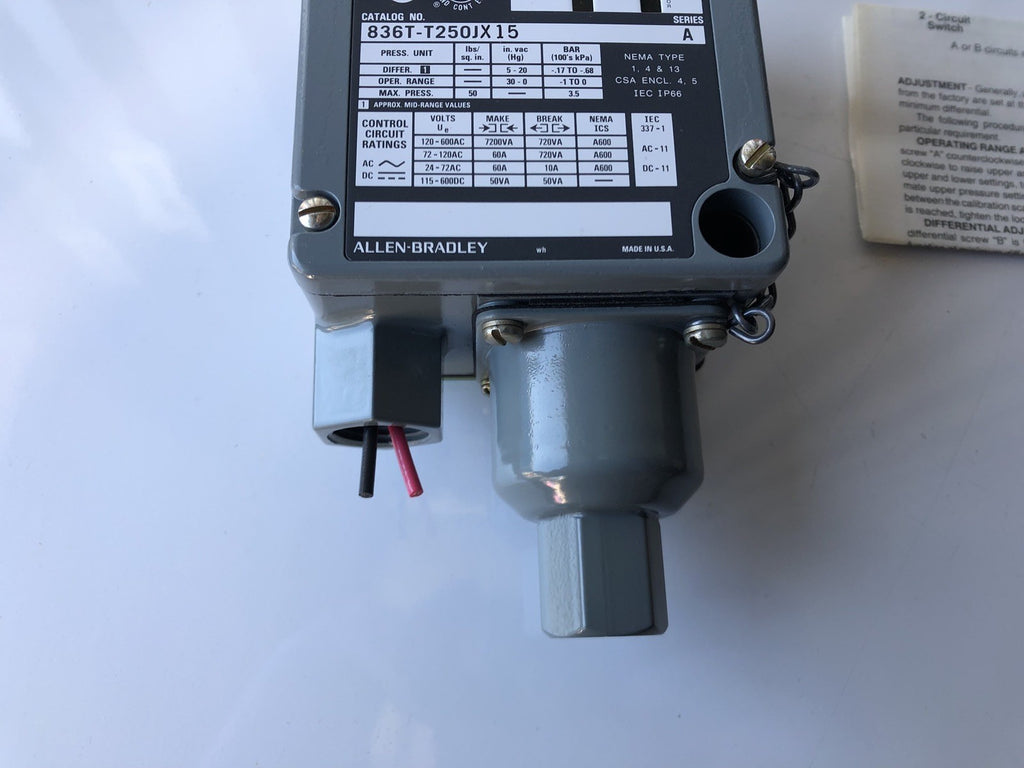 Allen Bradley 836T-T250JX15 Pressure Control Switch NEW IN BOX