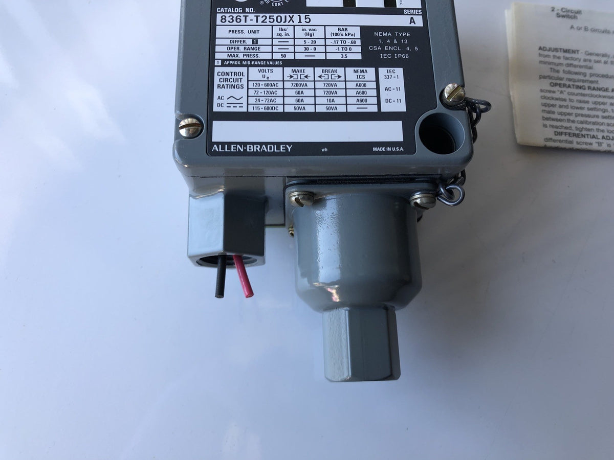 Allen Bradley 836T-T250JX15 Pressure Control Switch NEW IN BOX