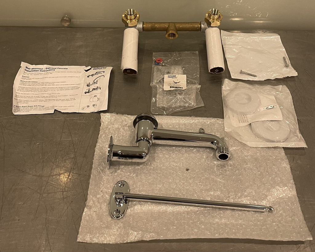 Chicago Faucets 782-VBCP Chrome Seevice Sink Faucet W/ Vacuum Breaker Spout NEW!