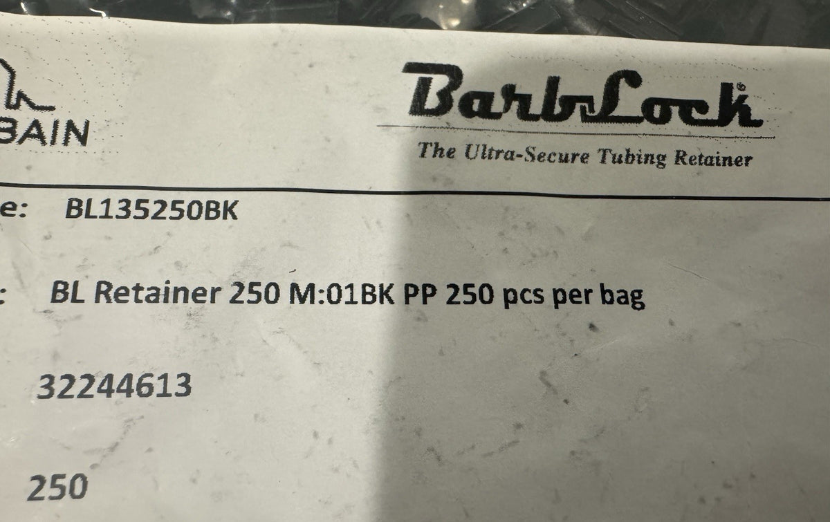 BarbLock BL135250BK Tubing Retainer Saint-Gobain PACK OF 250 NEW! SHIPS FREE!