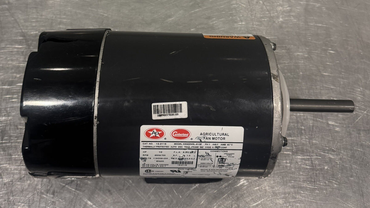 Cumberland 15-0116 Motor 1/2 HP 115/208-230V K63ZZWSL-5108 NEW! FREE SHIPPING!