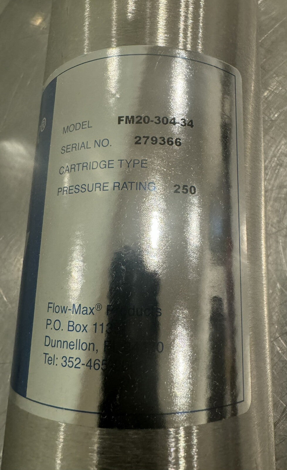 Flow-Max FM20-304-34 Single Cartridge Filter ASSY 304SS NEW IN BOX!