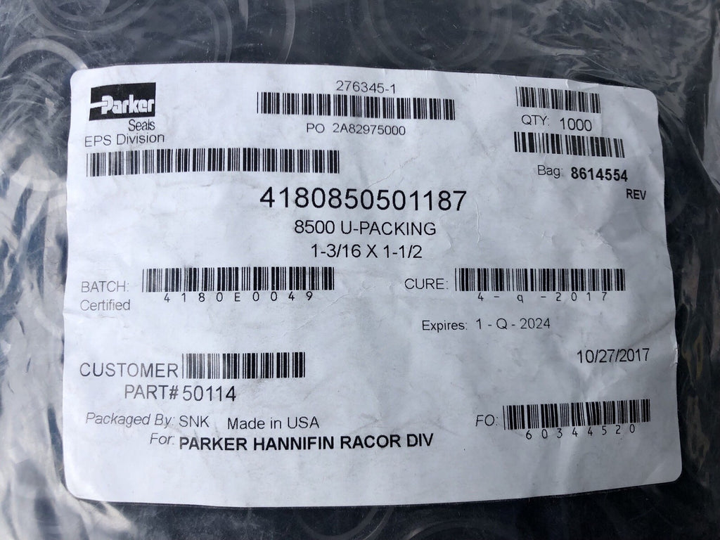 Parker 1-3/16 X 1-1/2 Seal 276345-1 Packs Of 500 & 1000 NEW IN BAG!!!!