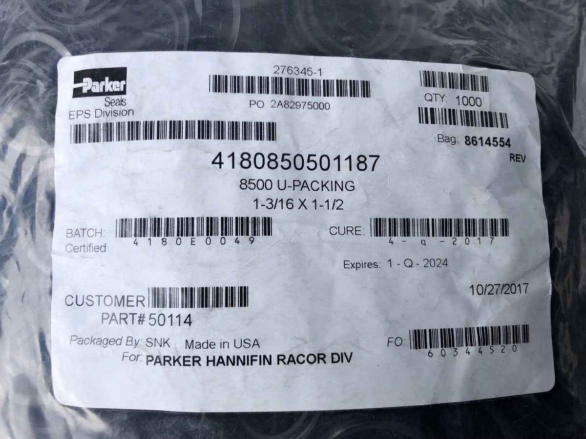 Parker 1-3/16 X 1-1/2 Seal 276345-1 Packs Of 500 & 1000 NEW IN BAG!!!!