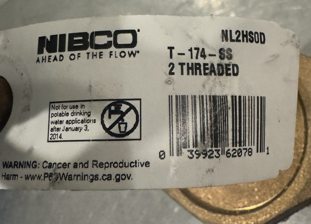 Nibco NL2HS0D 2” Bronze Gate Valve Threaded T-174-SS NEW! FREE SHIPPING!