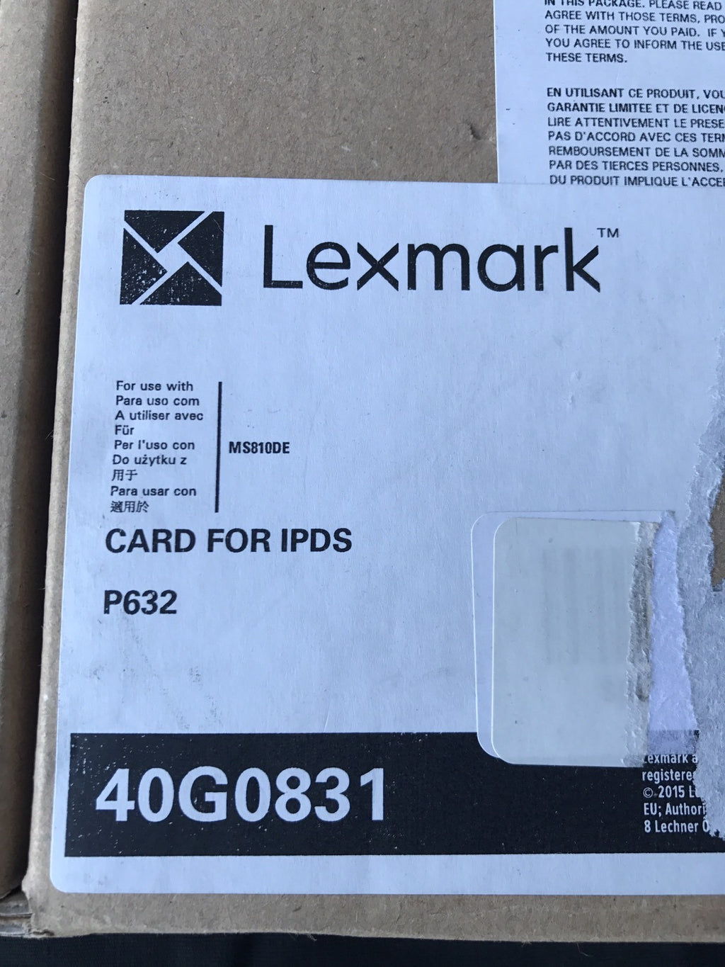 Lexmark 40G0831 P638 ROM Card For IPDS Lexmark MS810de & MS812de NEVER USED