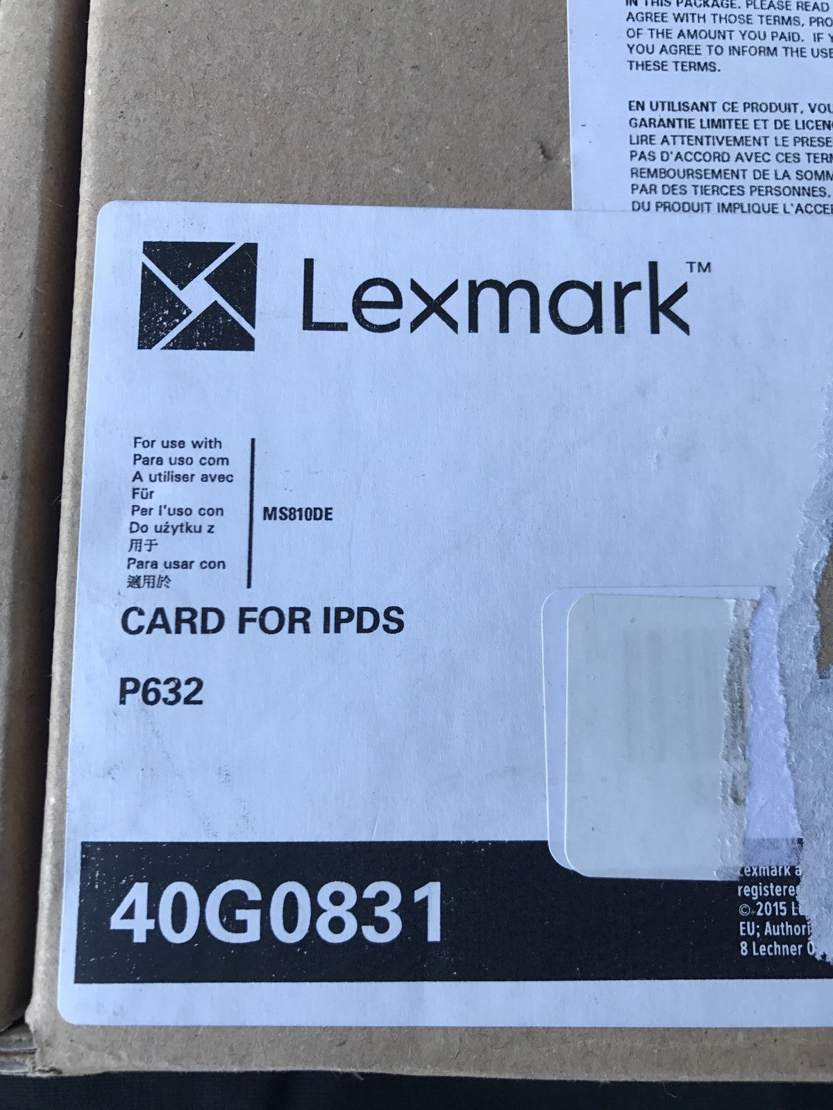 Lexmark 40G0831 P638 ROM Card For IPDS Lexmark MS810de & MS812de NEVER USED