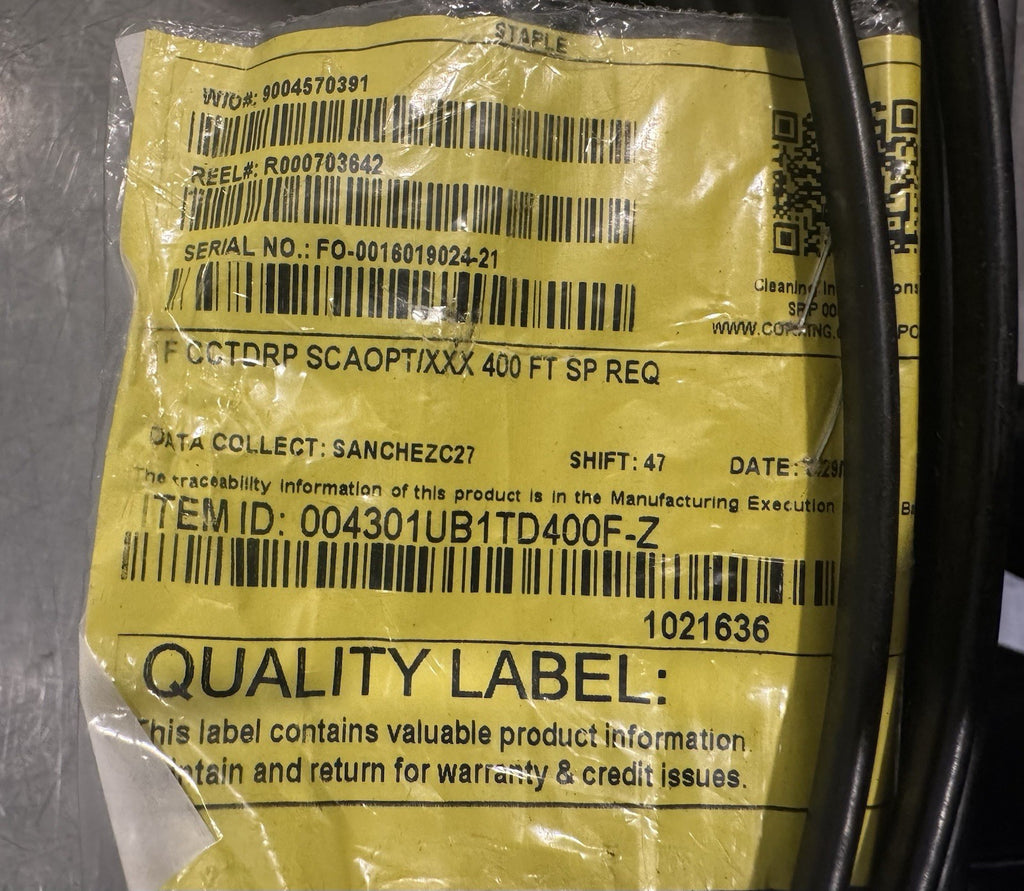 Corning 004301UB1TD400F-Z Cable Fiber Optic NEW! FREE SHIPPING!