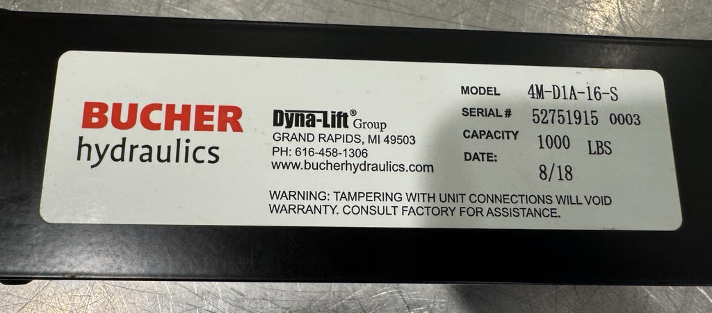 Bucher 4M-D1A-16-S Dyna Lift Manual Pump Replacement NEW! FREE SHIPPING!