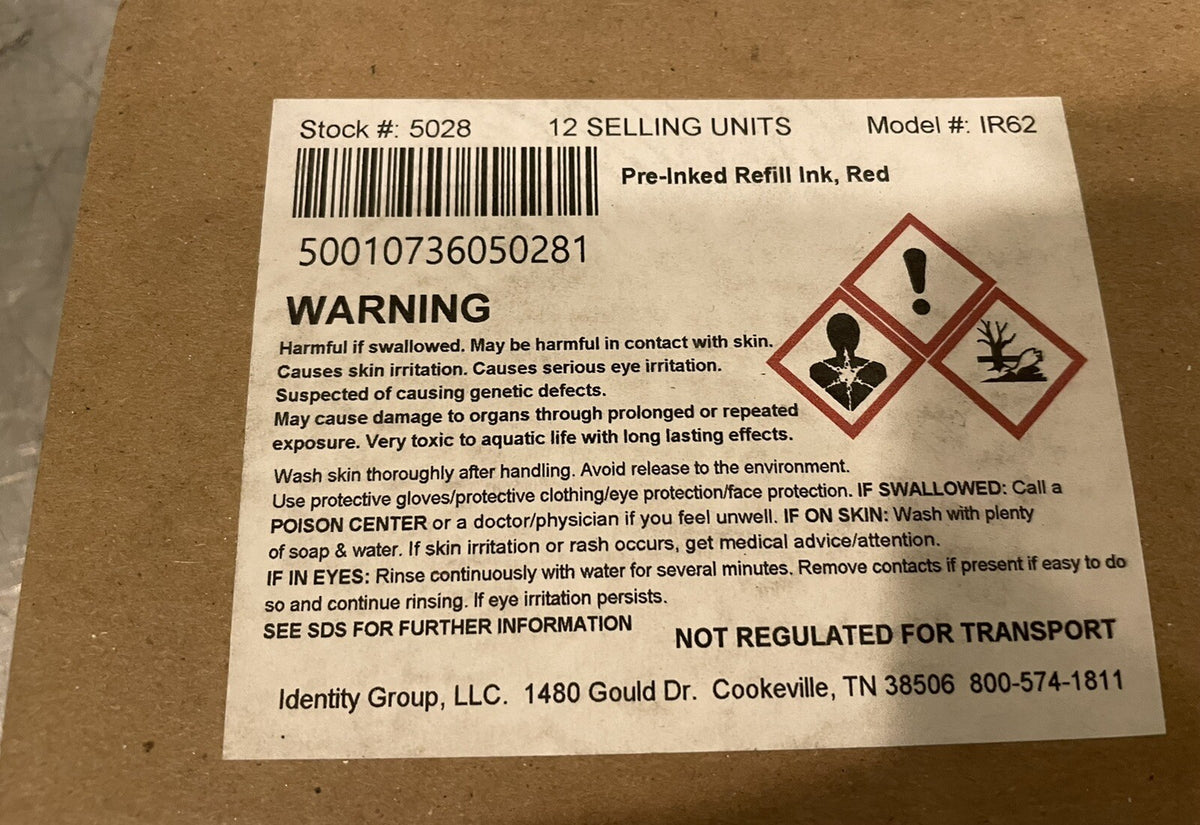 IR62 Re-Inking Fluid Stamp Refills Red 12PACK NEW! FREE SHIPPING!