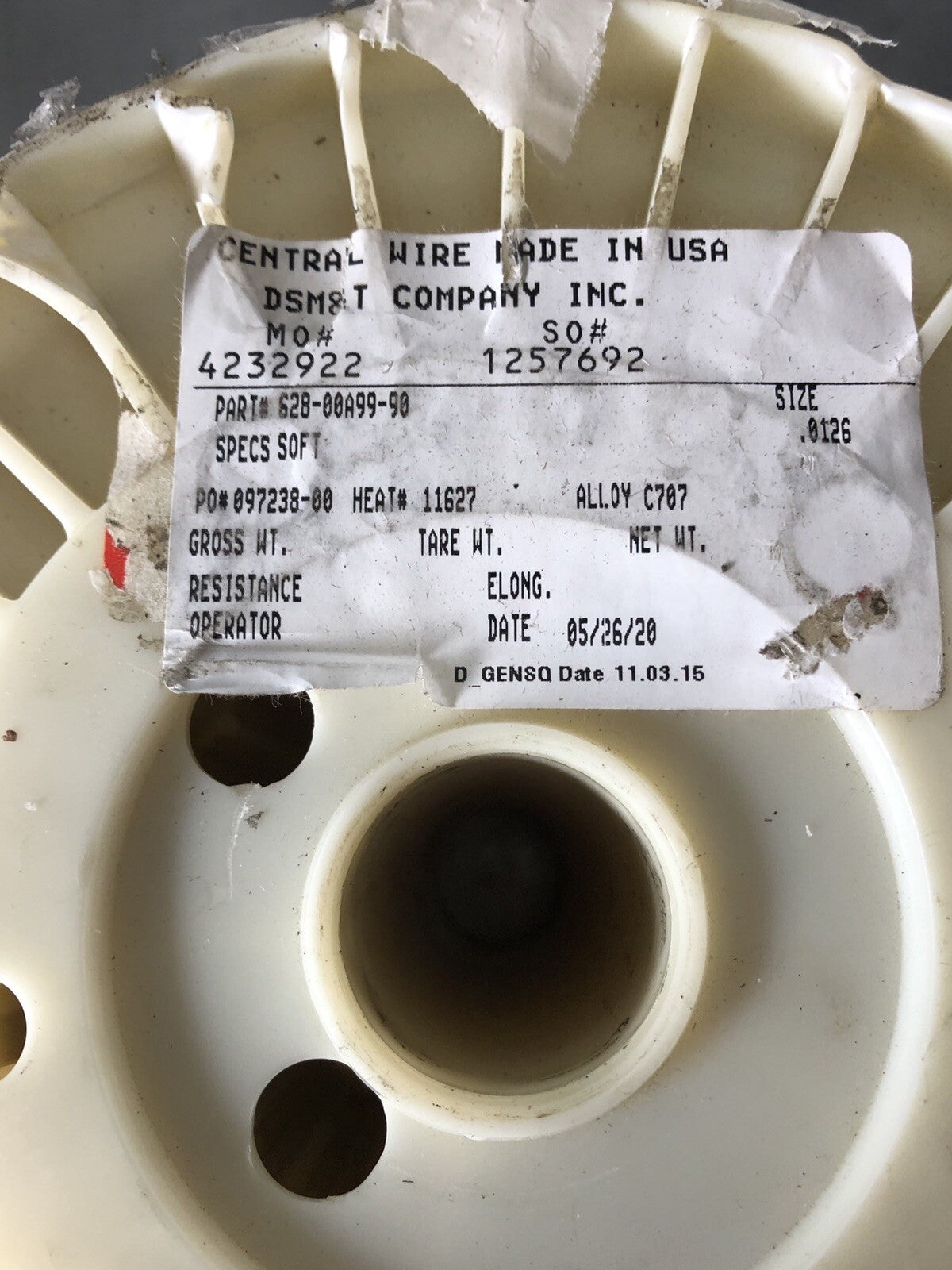 C707 (90Cu- 10 Ni) Copper-Nickel Wire Roll .0126” 27.95LBs .5474 Ohms/Ft NEW!!!