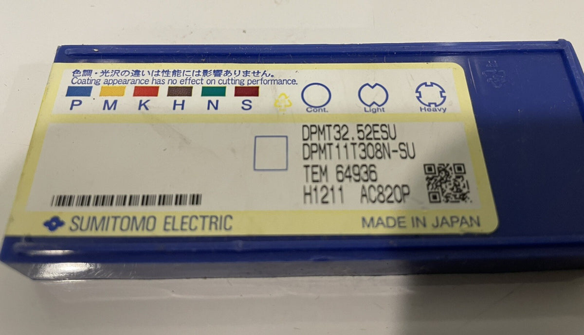 Sumitomo DPMT32. 52ESU Carbide Turning Insert 10 PACK AC820P NEW! SHIPS FREE!