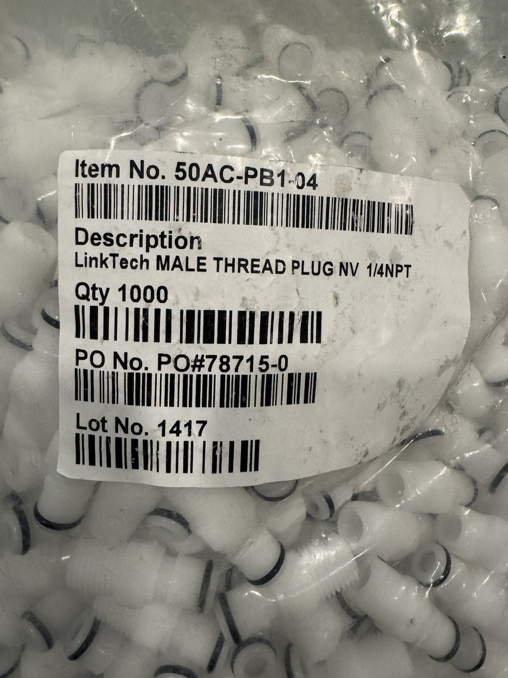 50AC-PB1-04 LinkTech 25 PACK Male Thread Plug NV 1/4 NPT Valved NEW! SHIPS FREE!