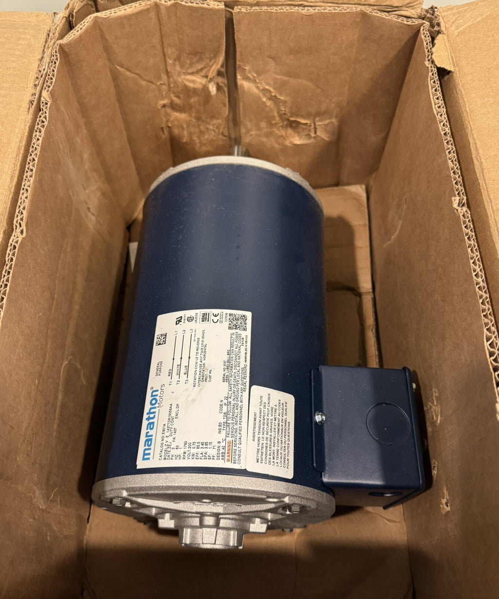 Marathon E901A Motor 1HP 3PH 200V 1760 RPM 143TTDR16056 NEW IN BOX! SHIPS FREE!