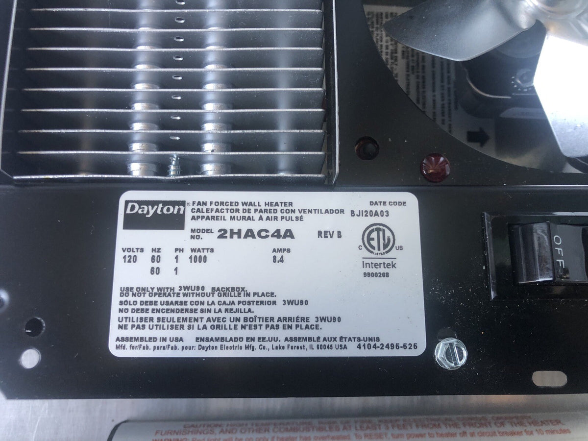 Dayton 2HAC4A 1000W 120V 8.4A Recessed Wall Heater 2HAC4 NEW IN BOX! SHIPS FREE!
