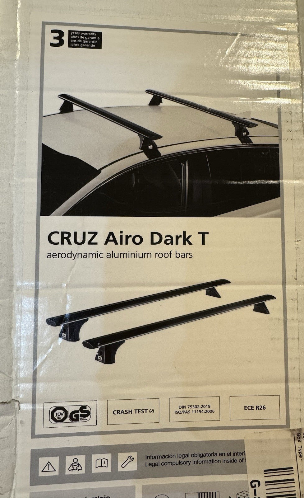Cruz Airo Dark T 750-032 Roof Bars Aerodynamic LV8-V23R01 NEW IN BOX! SHIPS FREE