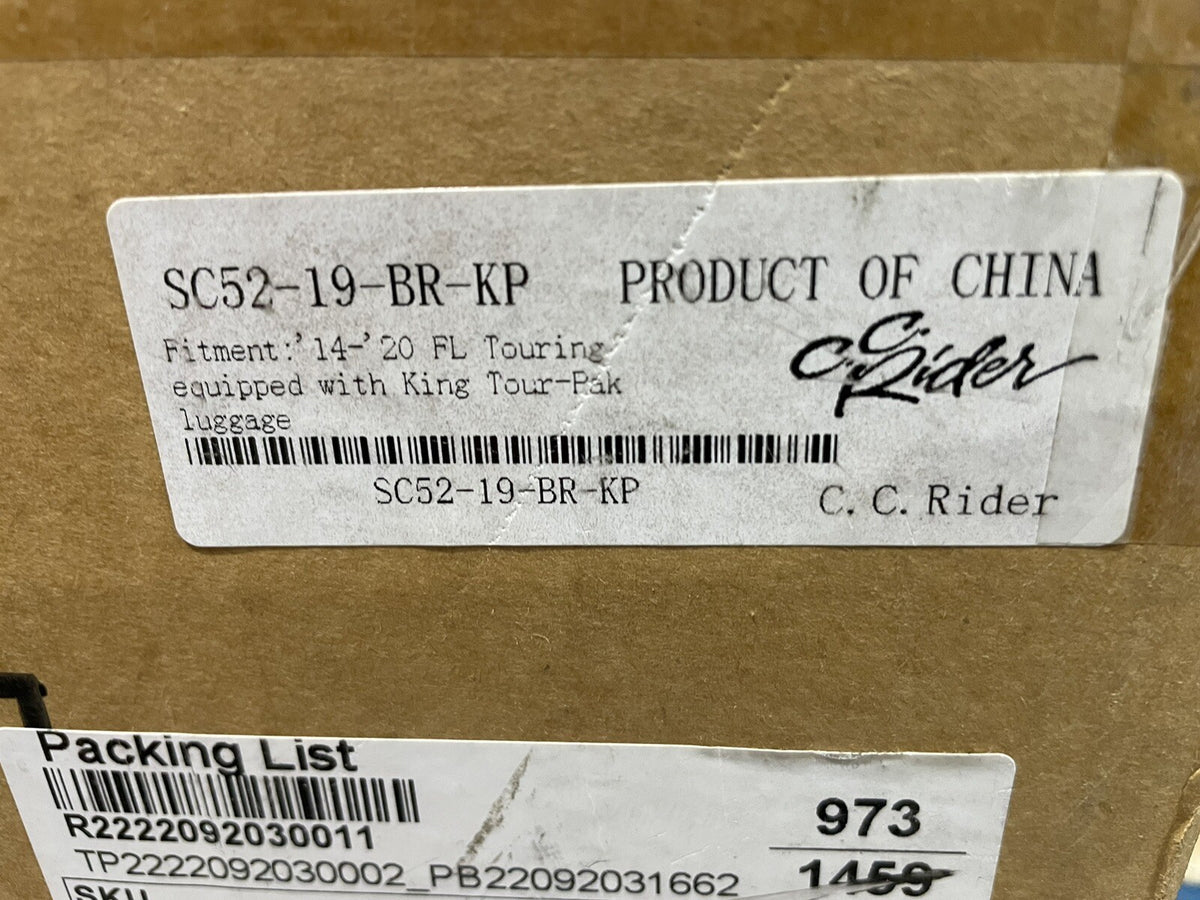C.C. Rider SC52-19-BR-KP King Passenger Back Rest NEW! FREE SHIPPING!