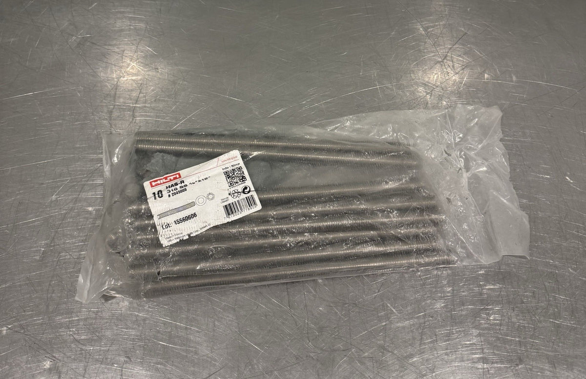 Hilti 2045009 HAS-R Anchor Rod 316 SS 5/8” X 12” 10 PACK NEW! FREE SHIPPING!